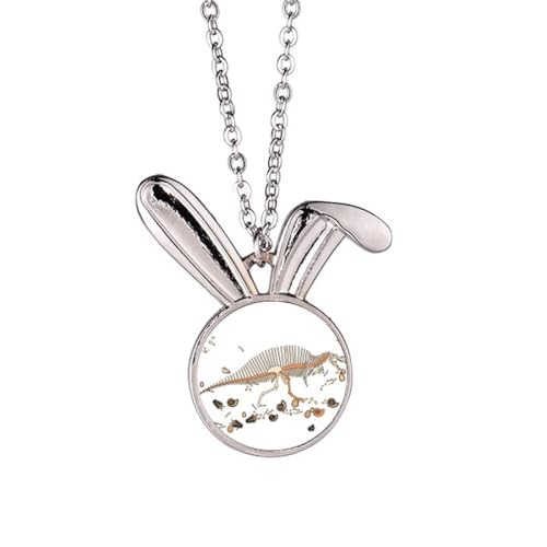 Collier dinosaure lapin mignon pour enfant et femme, bijou animalier argenté