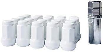 RPC CPR Close Ended Steel Wheel Lug Nuts 7 Sides 20Pcs With Key M12X1.5 White