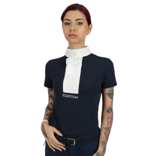 T-shirt d'équitation femme ajusté bleu idéal pour la compétition en club