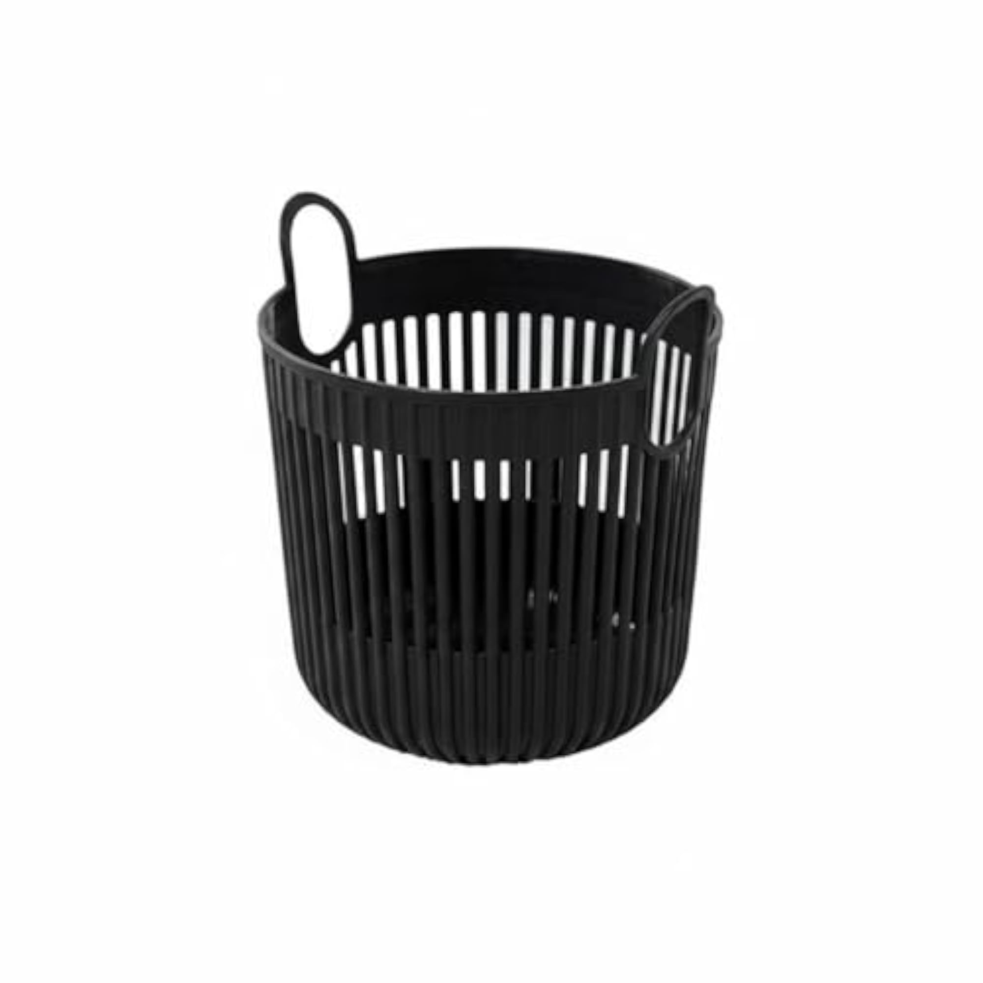 Openwork Slatted Laundry Basket, Black, Small