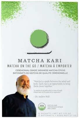 Matcha Green Tea Powder Single Serving Sticks, Dr. Weil's Ceremonial Organic Matcha Powder Singles Packets - Individual Matcha Tea Packets (12)