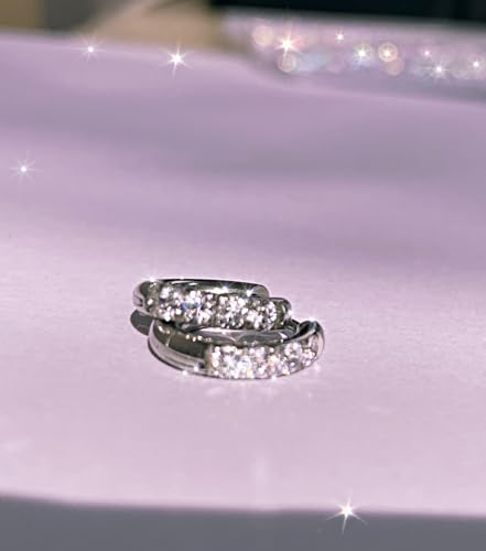 TDEBA 316L Surgical Stainless Steel Huggie Hoop Earrings with Cubic Zirconia, 10G 12G 14G 8-20mm Cartilage Lobe Earrings, 14G Piercing Jewelry4