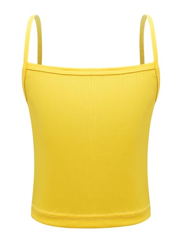 Sinleey - Sinleey Mädchen Kind Träger Top Sport Tank Top Tanz Gym Yoga Shirt Sommer Unterhemd Jahre Gelb 140-152