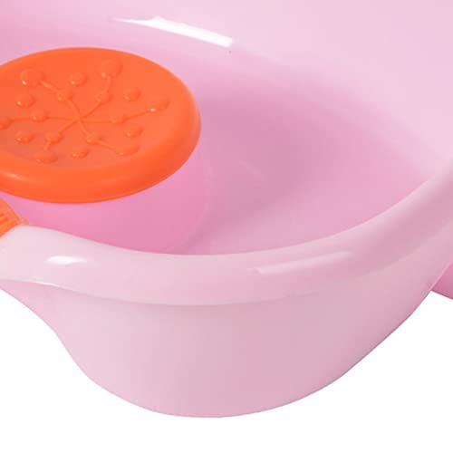 Brrnoo Bassin à Shampoing Portable, Bac à Cheveux Vidable Horizontal avec Coussinet Souple pour la Nuque et Tuyau Rétractable, pour Patients Alités et Femmes Enceintes (Rose)