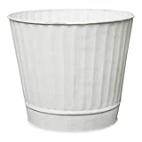 Hosley Metal Planters 7' Dia x 6' H Ideal Farmhouse Decor for Floral Arrangements Weddings, Gift Special Events Parties Outdoor Planters White wash