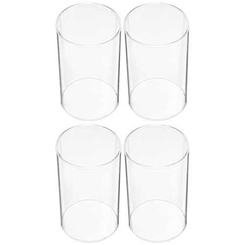 Glass Candle Cover 4pcs Candle Chimney Glass Holder Sleeve Clear Cylinder Open Both Ends Tube Shade Bottomless Cylinder Cover 6x15cm Lamp Shade
