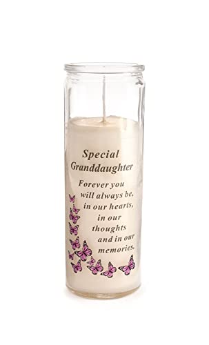 David Fischhoff - Special Granddaughter Glass Jar Memorial Wax Candle with Verse Graveside Grave Ornament