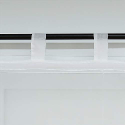 ESLIR Roman Blind with Tabs Kitchen Voile Roman Curtains Transparent Tab-Top Roller Blind Modern Curtains Plain White W x H 140 x 140 cm 1 Piece - Image 3