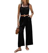 EXLURA Women's Summer Casual Dressy Jumpsuits Loose Overalls One Piece Sleeveless Wide Leg Pant R...