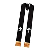 Hkfgdjdl Eleganter schwarzer Schal, Zeremonie, Schal, leicht, Polyester, Klerus, Pastor, Stola für Dienstleistungen