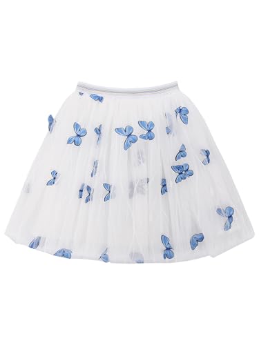 Sywiyi Fashion Girls Mesh Tutu Skirts Toddler Kids Y2K Butterflies Printed Tulle A-Line Skorts Blue 2-3 Years