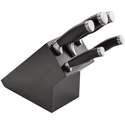 Stellar James Martin IJ61B Kitchen Knife Set, Matt Black Block with Knives - 5 Piece Set Carbon Stainless Steel, Razor Sharp Blades, Anti-Slip Handles Cover