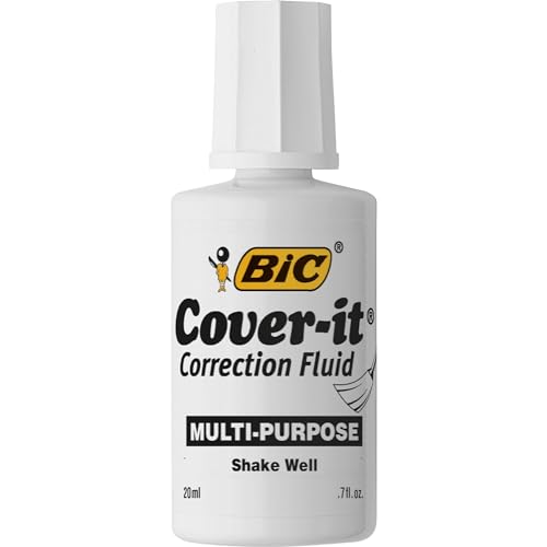 BIC Cover-it Correction Fluid - 0.68 fl oz - White - Fast-Drying - 1 Each