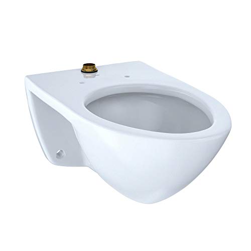 TOTO CT708U#01 Elongated 1.0 GPF Wall-Mounted Flushometer Toilet Bowl with Top Spud, White-CT708U, Cotton White #1