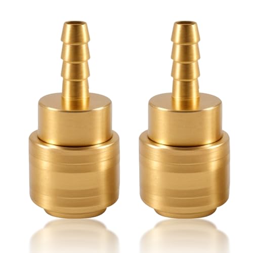 Schnellkupplung Druckluft NW 7,2 mit Schlauchtülle, 2 Stück Druckluftkupplung mit 6mm Schlauchtülle,Druckluft Kupplungsstecker,Messing Kompressor Schnellkupplung, für Luftleitungen