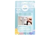 Regalo Home Safety Magnetic Cabinet and Drawer Lock, Award-Winning Brand, 4-Pack, Includes 4 Magnetic Cabinet Locks, 1 Magnetic Key, Easy Install, 3M Adhesive, White