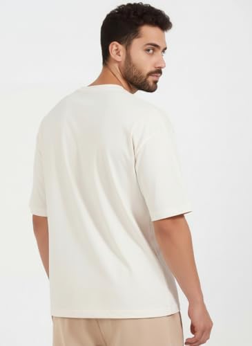 Image of FYLTR Men's Relaxed Fit Oversized T-Shirt | Cotton Blend | Round Neck and Half Sleeves Casual T-Shirt | Comfortable Summer Wear