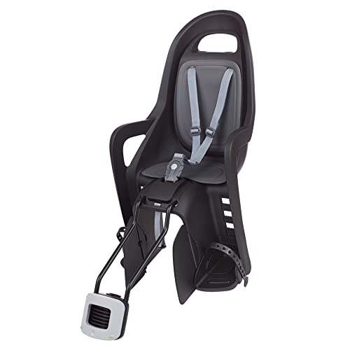 POLISPORT 8406000011 - Silla Trasera ecologica Groovy 29'' para Bicicleta con Ruedas de 26'' a 29'' Apta para niños con un Peso de 9 a 22Kg con Anclaje en el Cuadro en Color Negro/Gris Oscuro