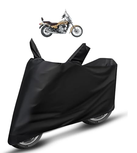 Image of Auto Hub Bike Cover Compatible with Bajaj Avenger 220 with Mirror Pocket, Dustproof, Heat Resistant, Triple Stitched, Avenger Bike Cover- Plain Black