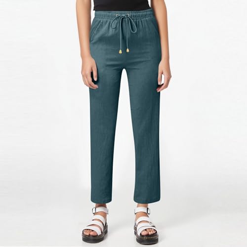 midelxp Baggy Linen Pants Women Summer Boho Lightweight High Waist Palazzo Pants Loose Comfy Straight Leg Pants with Pockets2