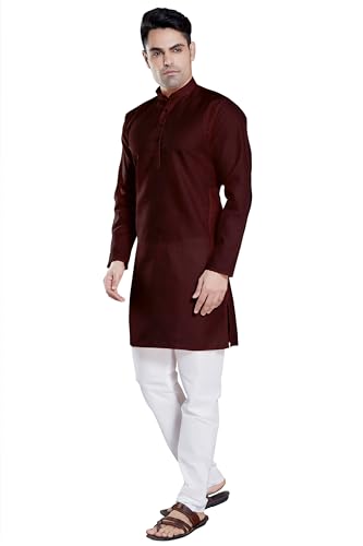 Image of DIVISIVE Men's Plain Cotton Blend Linen Slim Fit Kurta Pyjama Set