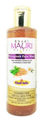 Image of Khadi Mauri Herbal Fenugreek Face Wash Paraben Free |Vitamin C & K Face Wash | Prevents Pigmentation & Diminishes Spots | Removes Impurities & Dead Skin Cells | Nourishing & Skin Brightening Formula | 210 ml