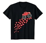 Kids Boys Valentines Day Monster Truck Hearts Toddler Girl T-Shirt