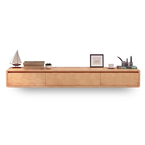 Conslika Gabinete de TV Flotante Moderno Gabinete de Almacenamiento Flotante de Pared para Sala de Estar Soportes de TV y Centros Multimedia Gabinete de Cajones Color Madera Natural con Agujero de Ant