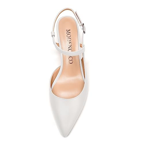 MODENCOCO Womens Pointed Toe Buckle Party Matte Fashion Comfortable Ankle Strap Wedge Low Heel Pumps Dress Shoes 2 Inch3