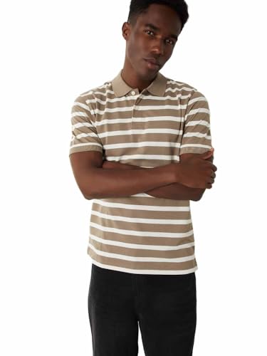 Image of Max Men's Half Sleeves Regular Fit Striped Polo T-Shirt