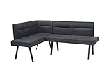 byLIVING Eckbank Montreal, Langer Schenkel rechts, Bezug in anthrazit, Gestell in schwarz, Ziernaht im Rücken, Taschenfederkern, Esszimmerbank, Küchenbank, Maße: 128 x 181, H 87, T 56 cm