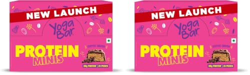 Image of Yogabar Protein Minis, 4g Protein Bar (24 Bars, Coffee Crush) | Dark Chocolate Bar with no Trans Fat | Healthy Snacks for Kids & Adults | Goodness of Peanuts | Rich in Protein & Fiber (Pack of 2)