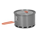 Jelquix 1.5L & 2.1L Heat Exchange Bottom Camping Cookware Pot, Outdoor Cooking Pot, Backpacking Hiking with Foldable Design, Ideal for Camping & Travel (2.1L)