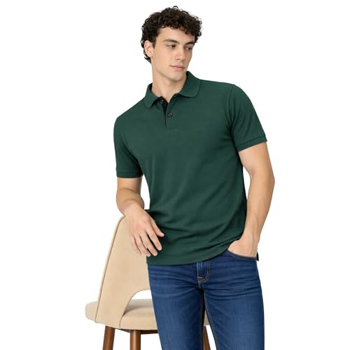 Image of Men's Cotton Polo T-Shirt | Solid Regular Fit Polo Neck T-Shirt | Half Sleeve Casual & Office Wear | Soft Breathable Summer T-Shirt for Men