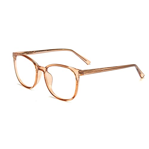 FONHCOO Blue Light Blocking Glasses Fashion Round TR90 Frame Transparent Eyewear Anti UV Blu-Ray Computer Glasses for Women Men