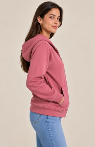 Image of SANE ORIGINALS Women's Cotton Blend Fleece Zip Up Hoodie Sweatshirt, Warm Winter Full Zip Jacket with Kangaroo Pockets