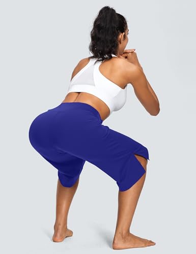Image of ISEEGZ 15 inch /18 inch /21 inch Capri Pants for Women High Waist Wide Leg Yoga Capris with Pockets Stretchy Loose Fit Casual Workout