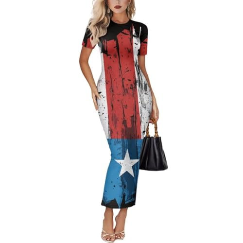 Image of Womens Short Sleeve Jamaican Flag Midi Bodycon Dress