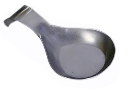 Dynore Stainless Steel Single Spoon Rest, Spoon Holder for Kitchen Platform and Dining Table, for Holding Messy Spoon While Cooking - Silver Color