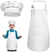 1 Set Grembiule Bambini e Cappello Cuoco, Bianchi Grembiule Cuoco Bambino, Regolabili Grembiuli da Chef Bambini, Grembiule da Forno Bambini, Grembiule Cucina Per Bambini con 2 Tasche Per Età 3-6 Anni