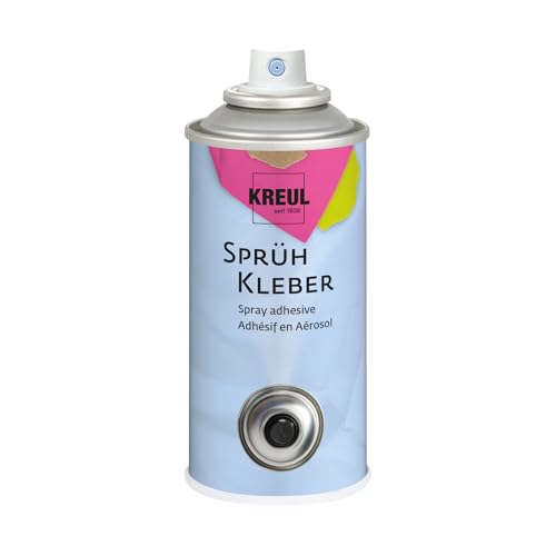 KREUL 870150 - Adhesivo en spray, bote de 150 ml, adhesivo incoloro multiuso para papel, madera, vidrio, metal, plástico y poliestireno, adhesivo permanente, no removible, para interiores