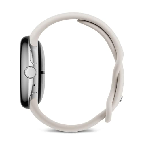 Image of Google Pixel Watch 3 (41 mm) - Android smartwatch with heart rate tracking, advanced running from Fitbit, fitness insights, 24-hour battery - Polished Silver Aluminium Case - Porcelain band - Wi-Fi