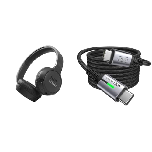 JBL Tune 660 BTNC On-Ear Active Noise Cancelling Kopfhörer Pure Bass Sound & INIU USB C Kabel, 100W [2m] PD3.0 Schnellladekabel USB C auf USB C