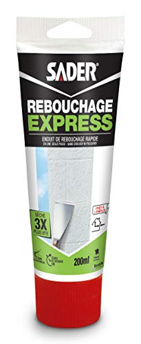 Sader Enduit de Rebouchage Rebouche Tout Express, Rebouche jusqu'à 1cm Sans Retrait, Intérieur et Extérieur, Séchage Rapide, Pâte Prête à l'Emploi, Gris, Tube de 200 ml