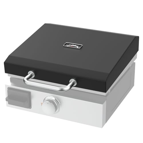 Hard Cover Hood for Blackstone 1971 1832 1814 1900 1650 1819 2142 1945 1939 1867 1939 Black Powder Coated Steel Hinged Lid with Temperature Gauge for Pit Boss Camp Chef 17 Flat Top Griddle Grill