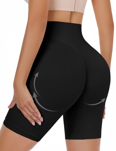 Niwicee Culotte Gainante Femme Remonte Fesses Ventre Plat Shorty Sculptant Invisible sans Couture Élastique Short Gainant Femme Ventre Plat (Noir, L)