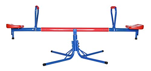 PLAYBERG Outdoor Red and Blue Metal Rotating Seesaw