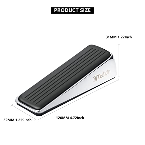 Techoln Strongest Door Stopper, Heavy Duty Door Stop Wedge Of Premium Quality Alloy And Rubber Suits Any Door, Any Floor. (2, Black Silver) #TOP1