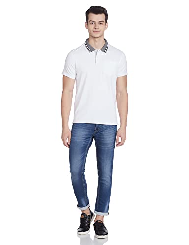 Image of Parx Men's Cotton Polyester Blend Jacquard Pattern Regular Fit Rib Collar Polo Neck Half Sleeve Casual T-Shirt