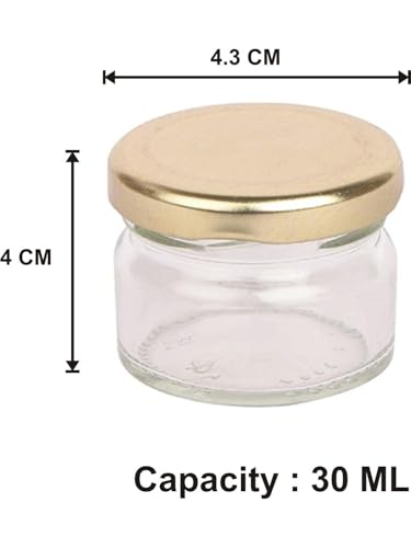 Image of Somil Transparent Glass Storage Jar Set for Kitchen Storage | Food-Grade Containers for Spices, Dry Fruits & Snacks | 30 Ml Each | Pack of 4 | Size 4.3 X 4.3 X 4 Cm -AS837